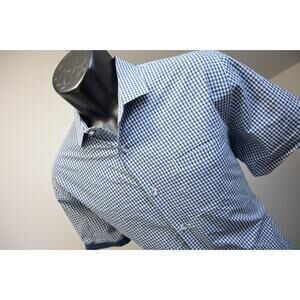 Topman Dress Shirt Fitted Plaid Short Sleeve Button Up Mens Size Large